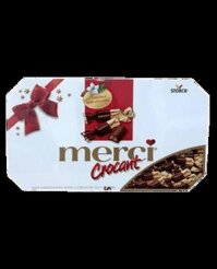 Kẹo socola Merci hộp sắt Crocant 375g MCB05