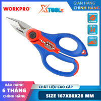 Kéo thợ điện Workpro WP294003 kéo cắt dây điện nhỏ gọn có tấm bảo vệ lưỡi cứng cáp chính hãng Xtools
