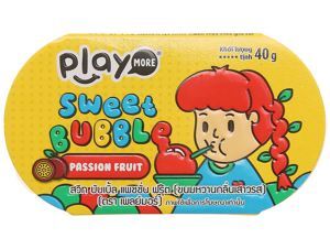 Kẹo thổi bong bóng Play More Sweet Bubble vị chanh dây - hộp 40g