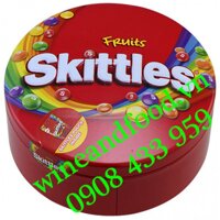 Kẹo trái cây Skittles hộp thiếc tròn 195g