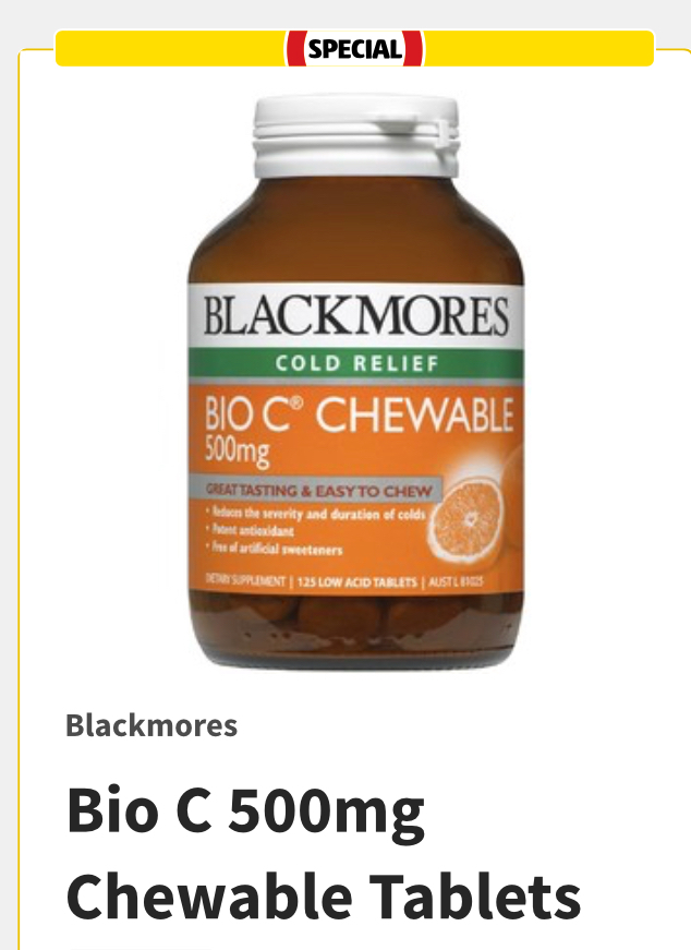 Kẹo vitamin C Blackmores Bio C Chewable 500mg 200 viên