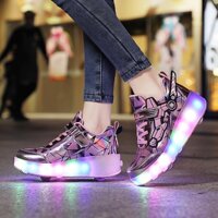 Kéo-wheeled Heelys LED sạc phát sáng giày người lớn trẻ em trượt patin giày thể thao ngoài trời bánh xe DAHU