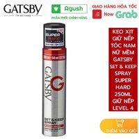Keo xịt tóc nam nữ thơm mềm giữ nếp không cứng chính hãng Gatsby Hair Spray Super Hard chai 250ml tạo nếp không bết dính