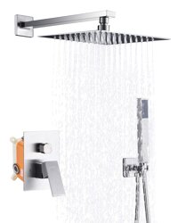 Keonjinn Shower System, Faucet Brushed Nickel Set For Bathroom, 10-inch Rain Mixer Shower Head With Pressure Balance Valve(Contain Shower Faucet Ro...