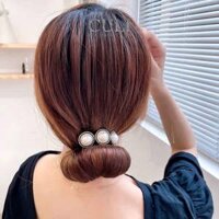 Kẹp búi tóc, kẹp quấn tóc dẻo củ tỏi đa năng, kẹp tóc đính hoa - ngọc hot trend style Hàn Quốc cho nữ - Culi.accessories - Đen - M4