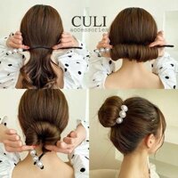 Kẹp búi tóc, kẹp quấn tóc dẻo củ tỏi đa năng, kẹp tóc đính hoa - ngọc hot trend style Hàn Quốc cho nữ - Culi.accessories - Đen - M3