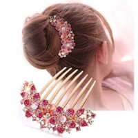 Kẹp (Cặp) Tóc Cao Cấp - Ghim Kẹp Tóc Nữ Đẹp Cánh Hoa Đính Đá Màu Hồng - KDD034
