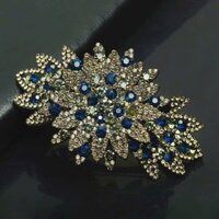 Kẹp (Cặp) Tóc Dạng Bấm Đính Đá Màu Trắng Xanh Hình Hoa Nhiều Cánh - KDD007