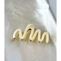 Kẹp dài kim loại dáng cá mập khảm xà cừ trắng phong cách đơn giản mùa hè MINE ACCESSORIES