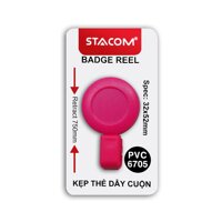 Kẹp đeo bảng tên dây cuộn STACOM - PVC6705 - Hồng