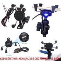 KẸP ĐIỆN THOẠI XE MÁY CÓ CỔNG SẠC USB 2IN1 , BH 12 THÁNG