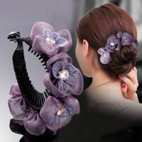 Kẹp gấp tóc móc tròn thời trang, Kẹp tóc nghoéo tròn hoa vải handmade, kẹp tóc hoa vải dễ thương