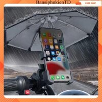 kẹp giá đỡ điện thoại trên xe máy có dù , kẹp xe máy có ô , đi mưa , kẹp dù