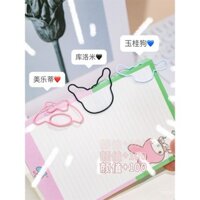 Kẹp giấy hình Cinnamoroll dễ thương cho học sinh, kẹp giấy kim loại Kuromi, kẹp trang trí, ghim trang trí