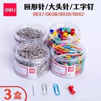 Kẹp giấy kim loại Deli 0037, kẹp giấy mạ điện dày, kẹp giấy nhiều màu sắc, ghim T, ghim đầu lớn kết hợp