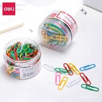 Kẹp Giấy Màu Sắc Deli 0038, Kẹp Giấy Kim Loại Bề Mặt Mạ Điện Dày, Kết Hợp Ba Chân Một Đinh