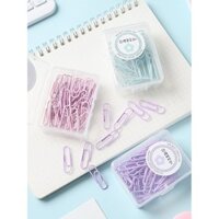 Kẹp Giấy Màu Sắc Macaron Tươi Mát Sáng Tạo Đóng Hộp Lớn Nhỏ Kim Loại Đồ Dùng Văn Phòng