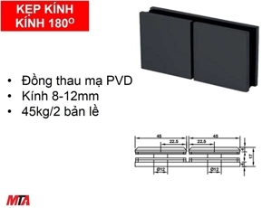 Kẹp kính - kính 180 độ đen mờ Hafele 981.77.913