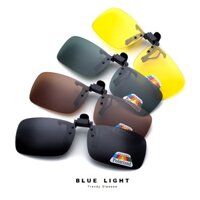 Kẹp Kính Râm Mắt Phân Cực Dáng Chữ Nhật, Phân Cực Polarized. Chống Tia UV, Màu Đen, Nâu, Vàng, Xanh Lá - BLUE LIGHT - Combo 4 Màu