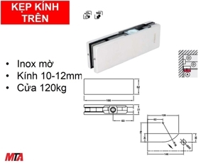 Kẹp kính trên Hafele inox mờ 120kg 981.50.020