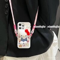 Kẹp lưng đeo Chéo Trái Tim Thiếu nữ đáng yêu Kitty vỏ điện thoại iPhone 14 15Promax dây đeo 12/13 11 V0ZL