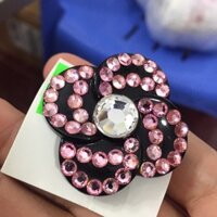 Kẹp mỏ vịt pha lê hoa màu hồng