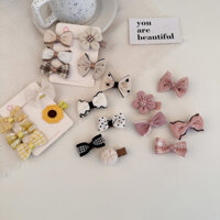 Kẹp Nhỏ Bé Bé Bé Không Làm Tổn Thương Tóc Bé Gái Nơ Hoa Kẹp Tóc Kẻ Sọc Vải Nghệ Thuật Bên Hông Kẹp Tóc