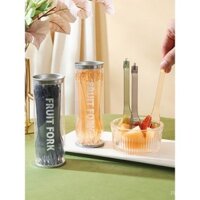 Kẹp nĩa trái cây sáng tạo 2 trong 1, kẹp bánh trong suốt nhỏ, nĩa tráng miệng, kẹp thực phẩm gia đình giá trị cao