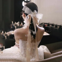 Kẹp nơ hoa voan ruy băng cô dâu xinh