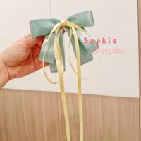 Kẹp nơ SOPHIE Kẹp tóc nơ ruy băng tua rua tiểu thư - kẹp nơ nửa đầu  - 02