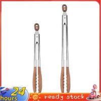 Kẹp Thực Phẩm Bằng Thép Không Gỉ, Kẹp Nướng BBQ 12 Inch 12 Inch, Kẹp Nướng Buffet, Kẹp Thực Phẩm Bằng Gỗ