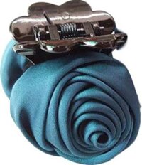 Kẹp tóc càng cua hoa hồng vải lụa nhiều màu sang trọng  - Xanh lá đậm