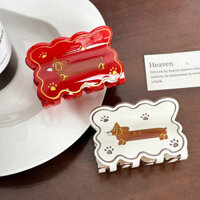 Kẹp tóc chó dachshund bằng nhựa acetate cho phụ nữ, kẹp vuốt sau đầu, kẹp cá mập đa năng, kẹp tóc cao cấp, phụ kiện tóc