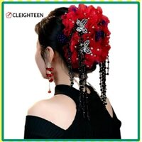 Kẹp tóc CLEIGHTEEN, Kẹp tóc hình bướm hoa thanh lịch, Kẹp cá mập tua dài lớn cho bé gái