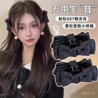 Kẹp tóc công chúa nơ nhỏ màu đen, phụ kiện tóc cho tóc mái bên, kẹp móng nhỏ cao cấp mới 2024 cho người nổi tiếng trên mạng