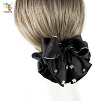 Kẹp tóc đá quý chuyên nghiệp Budou cho phụ nữ, kẹp tóc nơ lớn, hoa tóc gãy, lưới tóc búi ngắn cho y tá tiếp viên hàng không B75U