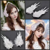 Kẹp tóc đôi cánh thiên thần Kẹp tóc lông vũ màu Trắng Thiên Nga Đen cos Halloween trang trí chụp ảnh đạo cụ trang trí
