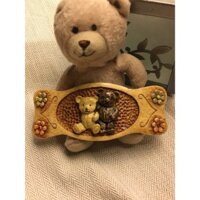 Kẹp tóc gỗ gấu teddy (teddy bear)- chữ nhật