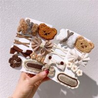 Kẹp Tóc Hình Gấu Hoạt Hình Nhung Mùa Thu Đông Cho Bé Gái Kẹp Tóc Thắt Nút Bướm Kẹp Tóc Lông Cừu BB Kẹp Tóc Hoa Viền Phong Cách Hàn Quốc