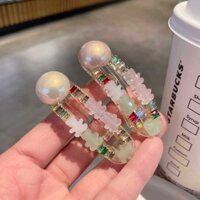 Kẹp tóc hình gấu pha lê màu gel, kẹp tóc hình mỏ vịt, kẹp tóc ngọc trai zircon nhiều màu sắc, kẹp bên, kẹp tóc thanh lịch cao cấp OAOB