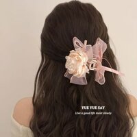 Kẹp Tóc Hình Nơ Hoa Hồng Phối Lưới Kiểu Pháp Dễ Phối Đồ
