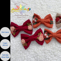 Kẹp Tóc Hình Nơ Nhỏ Thêu Tay Handmade SMOCK CÔ NẮNG ( MSP: 990 )