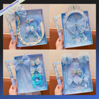 Kẹp Tóc Hình Nơ / Vương Miện Màu Xanh Dương Xinh Xắn Cho Bé Gái