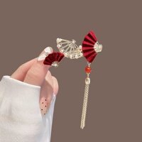 Kẹp tóc hình quạt với tua rua ngọc trai cho phụ nữ, kẹp tóc mới cho tóc mái, kẹp tóc hình mỏ vịt cho trán gãy, phụ kiện tóc