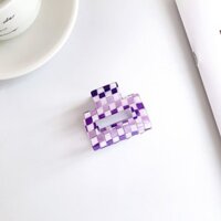 Kẹp tóc hình vuông kẻ caro retro Hàn Quốc, kẹp vuông nhỏ đa năng, kẹp tóc giả acetate, kẹp cá mập