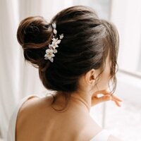 Kẹp tóc hoa huệ phong cách rừng, phụ kiện tóc cô dâu thủ công, kẹp tóc pha lê hợp kim kiểu cổ Xiuhe, bán buôn NIPU
