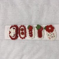 Kẹp tóc len đan thủ công set 5 cái xinh xắn màu pastel Kẹp tóc handmade Women Nữ