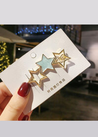 Kẹp tóc mái cao cấp 3 ngôi sao thời trang Hàn Quốc đang hot KAH68 - Xanh