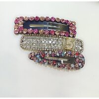 Kẹp Tóc Mái Chéo Đính Đá Nhiều Màu Sắc Lấp Lánh Sang Trọng Cho Nữ