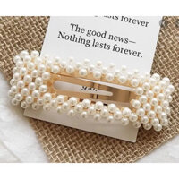 Kẹp tóc mái nhựa giả ngọc trai - Màu trắng - Lỗ